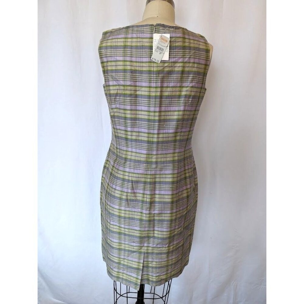 Women's Vintage Talbots Petite Pure Silk Shift Dress Size 8p Plaid Spring NEW - Picture 3 of 7